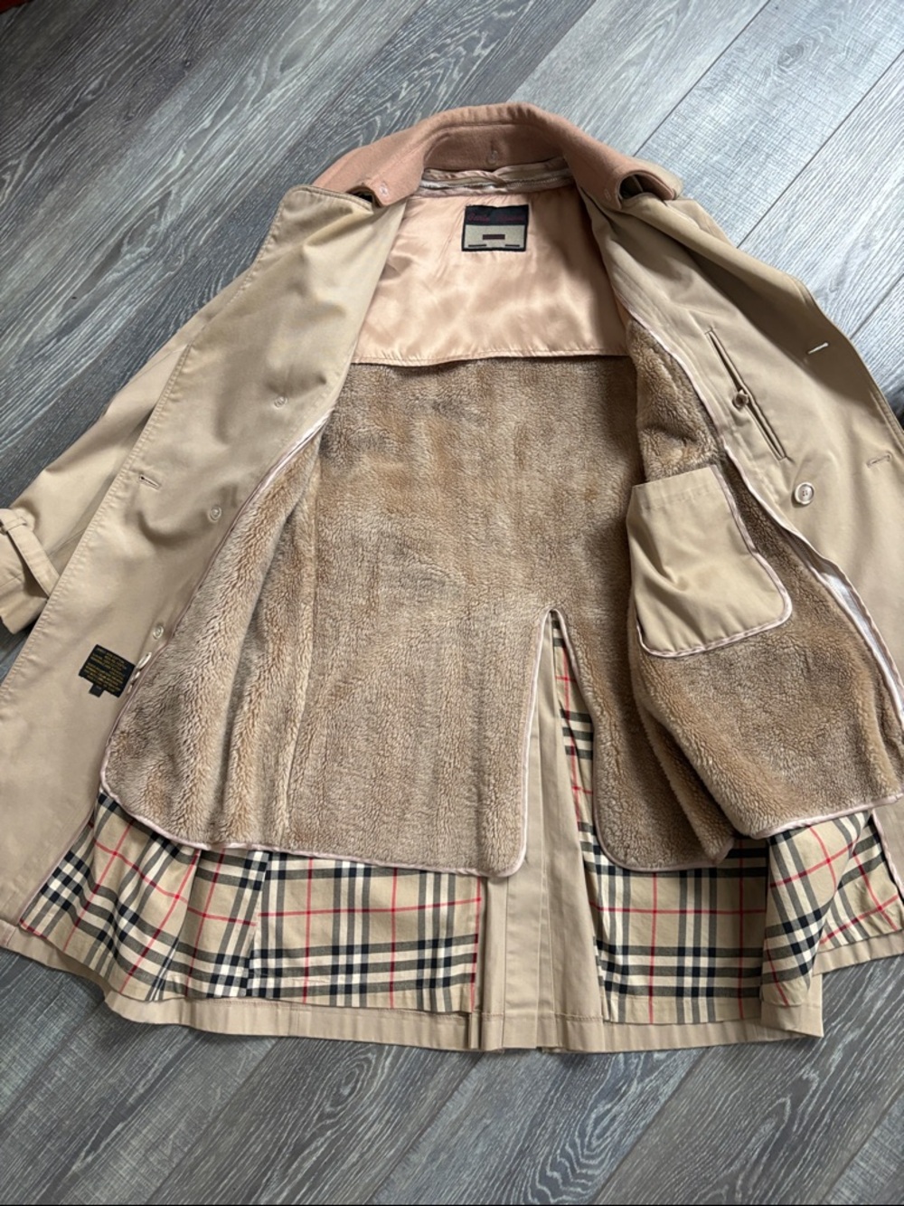 Men's Beige Trench Coat with Contrast Collar - Classic Belted Overcoat